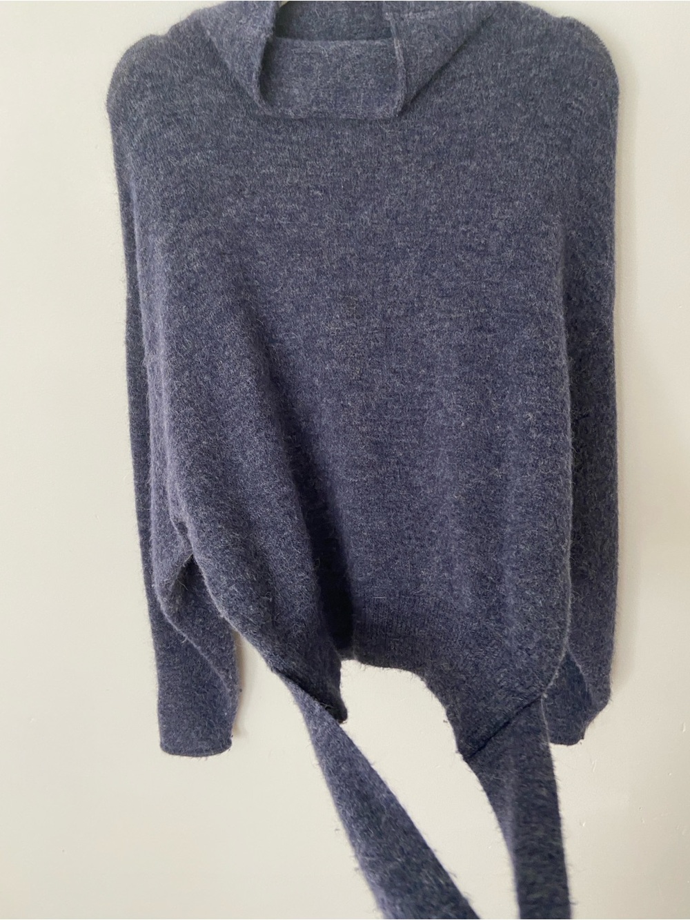 Wilfred Aritzia Lorin Sweater Knit Turtleneck Tie Back Sweater Marl Blue Medium - Picture 5 of 11